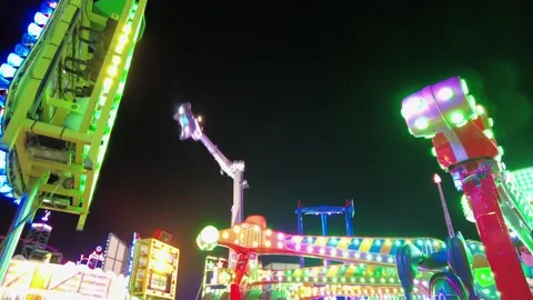 Fairground Ride At Night Stock Footage 179464521