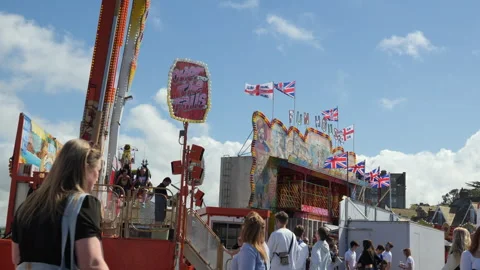 Fairground rides on padstow harbour Stock Footage 243191741
