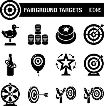 Fairground Targets Icons Set Vector Illustration. 스톡 일러스트