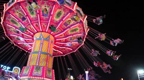 Fairgrounds at Night Stock Footage 52262940