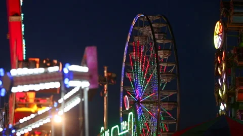 Fairgrounds at Night Stock Footage 52264271