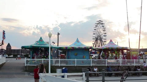 Fairgrounds with people Stock Footage 55556094