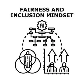 Fairness and inclusion mindset concept with ai integration Stock Illustration