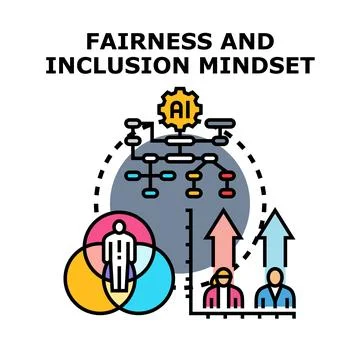Fairness and inclusion mindset concept with ai integration Stock Illustration