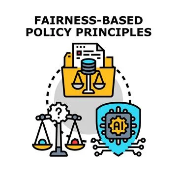 Fairness based policy principles balancing artificial intelligence and ethi.. Illustrazione stock