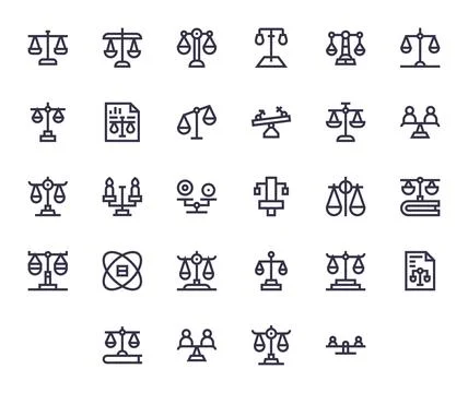 Fairness Design Vector Icons featuring 28 Display Perfect Bold Line Style Stock Illustration