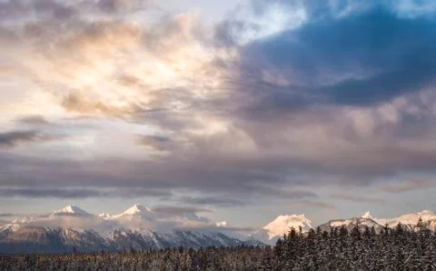 Fairweather range in winter with clouds Stock Photos