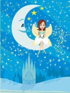 Fairy and magic at night Stock Illustration