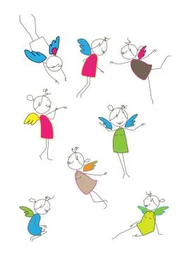 Fairy character set vector Stock Illustration