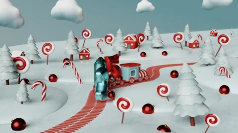 Fairy Christmas train transporting 2025 balloons in magical forest Video stock 280990042