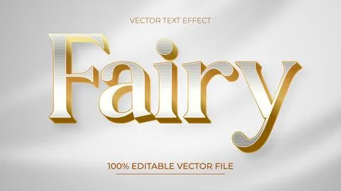 Fairy editable text effect with White wavy background White silk luxury bac.. Stock Illustration