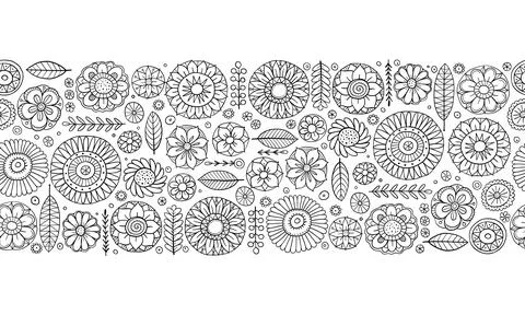 Fairy floral mandala background. Magic garden art. Seamless pattern for your Stock Illustration