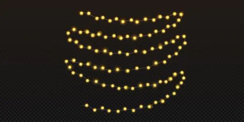 Fairy garland light string with glowing gold bulbs Illustrazione stock