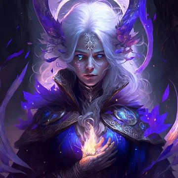 A fairy in her prime creating fire magic Stock Illustration