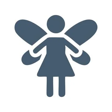 Fairy icon. Simple, flat design icon representing a fairy. Suitable for app.. Stock Illustration