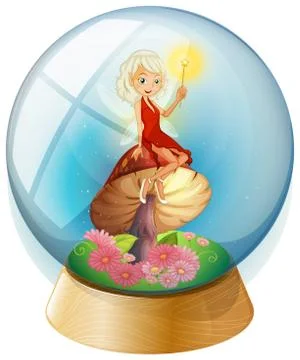 A fairy inside a crystal ball Stock Illustration