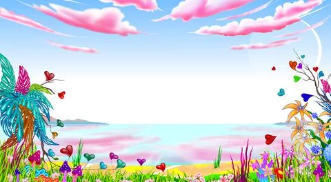 Fairy landscape background Stock Illustration