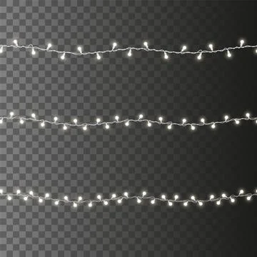 Fairy light 3D set. Led Christmas garland seamless pattern. Realistic design Stock Illustration
