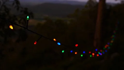 Fairy Lights at Dusk Stock Footage 105695387