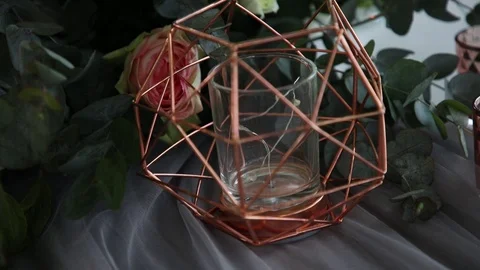 Fairy Lights Inside a Copper Frame Stock Footage 114883080