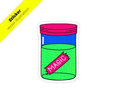 Fairy magic dust Dust Pixie Mini Bottles, DIY. Sticker Stock Illustration