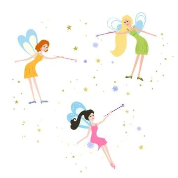 Fairy with a magic wand Stock Illustration