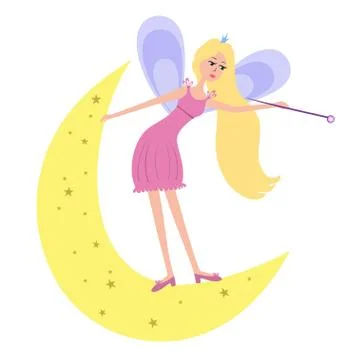 Fairy with a magic wand Stock Illustration