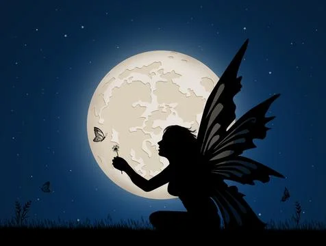 Fairy in the moonlight Stock Illustration