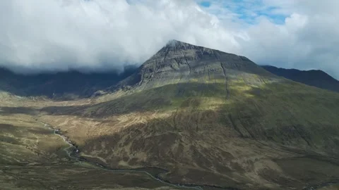Fairy Pools and Waterfalls from a drone, Glen Brittle, Black Cuillin Stock Footage 308469503
