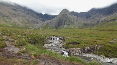 Fairy Pools Isle of Skye - Mountain and River - Steadicam Shot Stock Footage 66690949