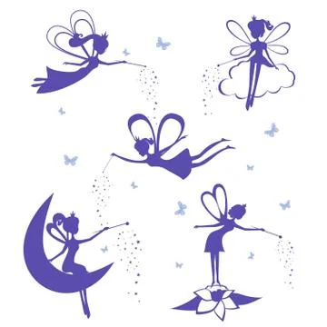 Fairy silhouette vector set Stockillustratie