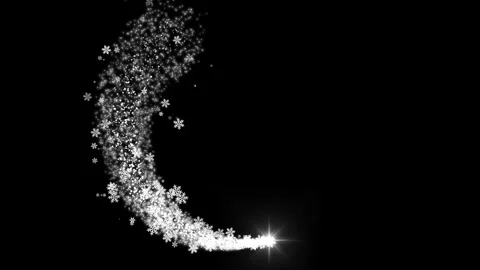Fairy sparkling snowflake flying round circle particles on black background Stock Footage 328575317