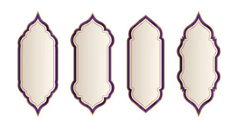 Fairy Tale Arabic Palace Style Border Frame Set Stock Illustration