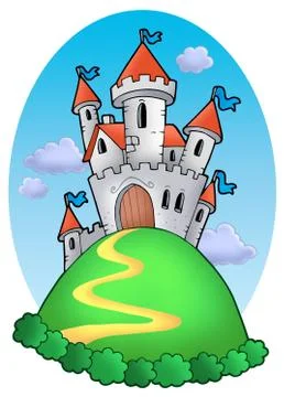 Fairy tale castle with clouds Stock Illustration