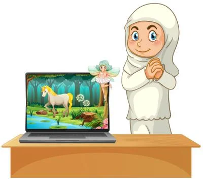 Fairy tale on computer background Stockillustratie