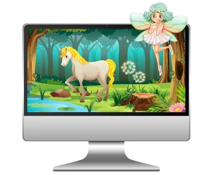 Fairy tale on computer background Stock Illustration
