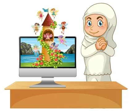 Fairy tale computer screen background Illustrazione stock