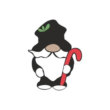 Fairy-tale dwarf with a red cane Stock Illustration