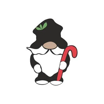Fairy-tale dwarf with a red cane Stock Illustration