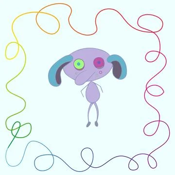 Fairy-tale multi-colored character in a frame Stock Illustration
