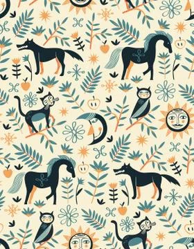 Fairy tale pattern scandinavian style design Stock Illustration