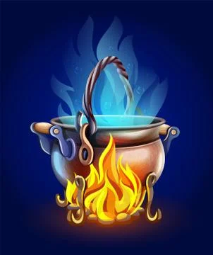 Fairy-tale pot with magic of witch potion. Illustration. 스톡 일러스트