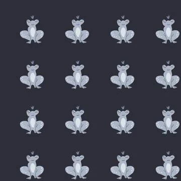 Fairy tale princess frog pattern design for children's decor and clothing Stock Illustration