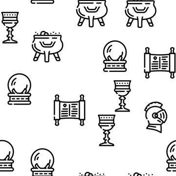 Fairy Tale Story Medieval Book Vector Seamless Pattern 스톡 일러스트