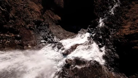 Fairy waterfall in the wild forest Beautiful 4K Slow motion Stock Footage 253790053