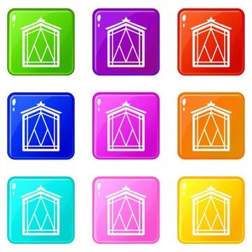 Fairy window frame icons set 9 color collection Stock Illustration