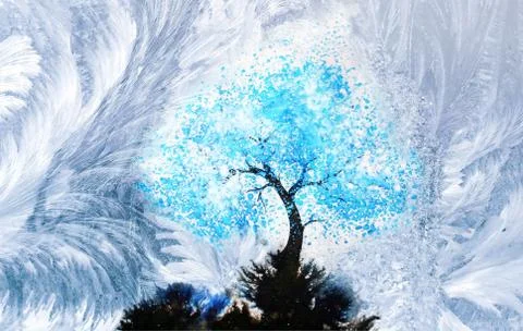 Fairy winter tree Stock Illustration