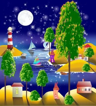 Fairytale bay Stock Illustration