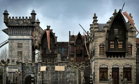 Fairytale castle in Theme Park Efteling. Spring. in the netherlands Stock Photos