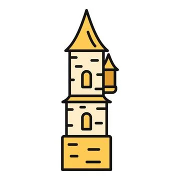 Fairytale castle tower building line icon Ilustración de archivo